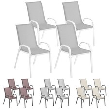 Outsunny Set 4 Sedie da Giardino Impilabili in Tessuto Traspirante Acciaio