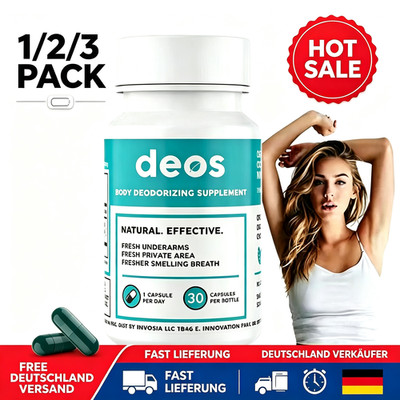 3 PACK DEOS Internal Deodorant Supplement for Full Body Odor Control, 30-Capsule