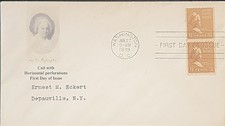 1939 Scott 849 Martha Washington Coil Pair FDC Horizontal Perf DC