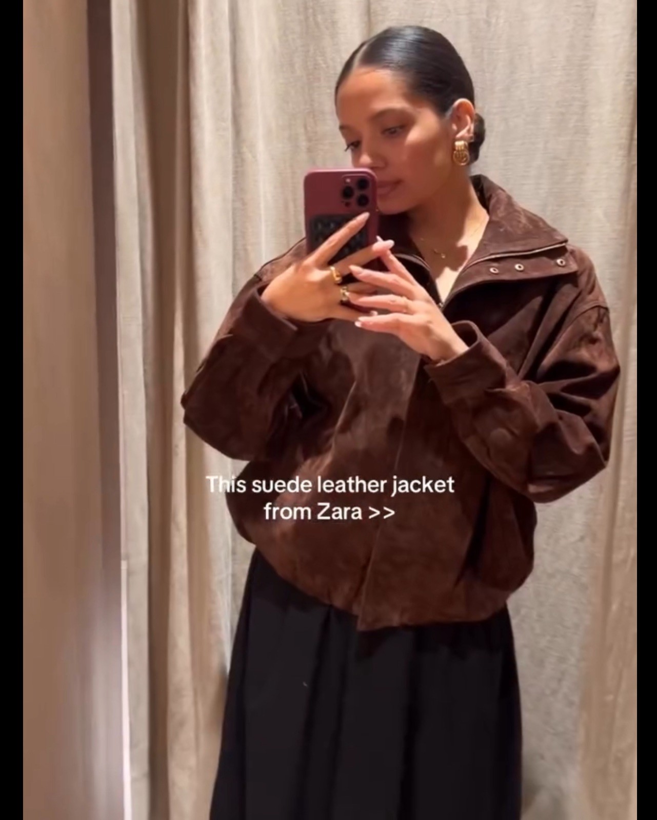 ZARA WOMAN NWT FW25 SUEDE LEATHER JACKET BROWN SHORT 4341/878/716 Size XL image 5