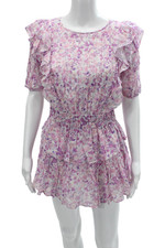 Love Shack Fancy Womens Mini Sundress Pink Floral Boho Size XS