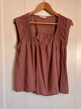 Lucky brand Embroidered Sleeveless Boho Blouse Sz Large