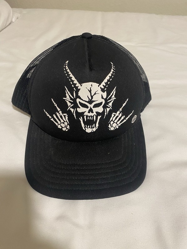 Netflix HellFire Stranger Things SnapBack Hat Black White Adjustable Trucker 