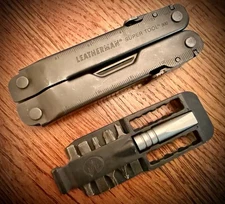 Leatherman Super Tool 300 Black Oxide With Worn Sheath & Bit Set