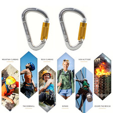 25KN Heavy Duty Auto Locking Climbing Carabiner Aluminum D Ring Clips Twist Lock