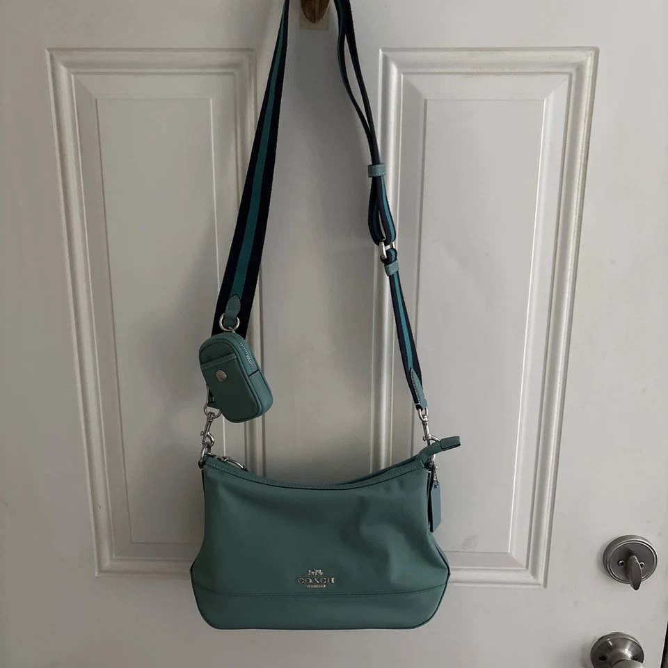 Bandolera Coach Ellis de nailon azul verde CA205 Foto 2 de 4