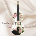 Rose White Electric Acoustic Violin Outfit  4/4 w/ Mechanical Pegs