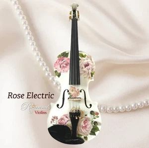 Rose White Electric Acoustic Violin Outfit  4/4 w/ Mechanical Pegs