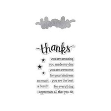 Hero Arts Stamp Cut "THANKS" Sentiment Clear Stamps With Dies Bundle
