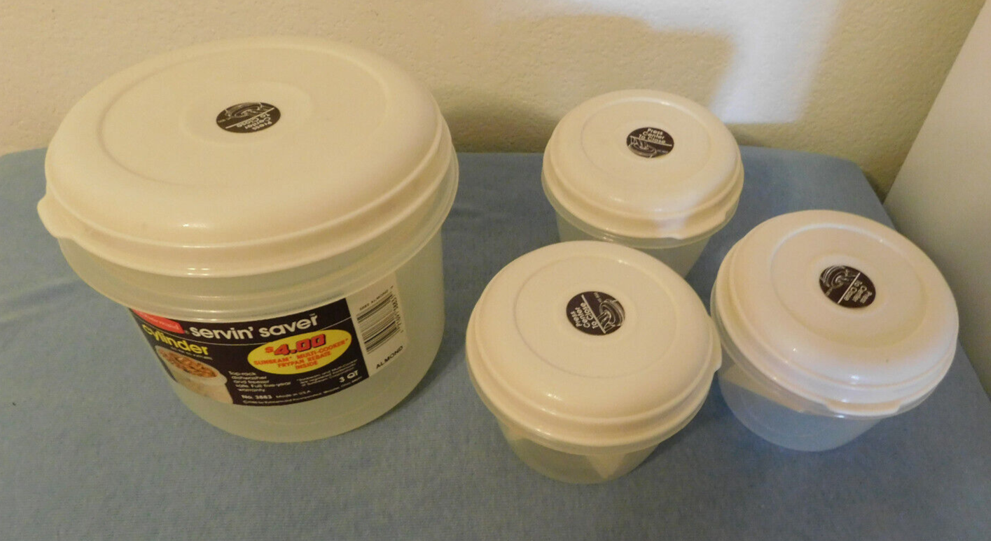 4 NWTRubbermaid servin' saver 13 Quart & 3 2 Cup Conatiners with