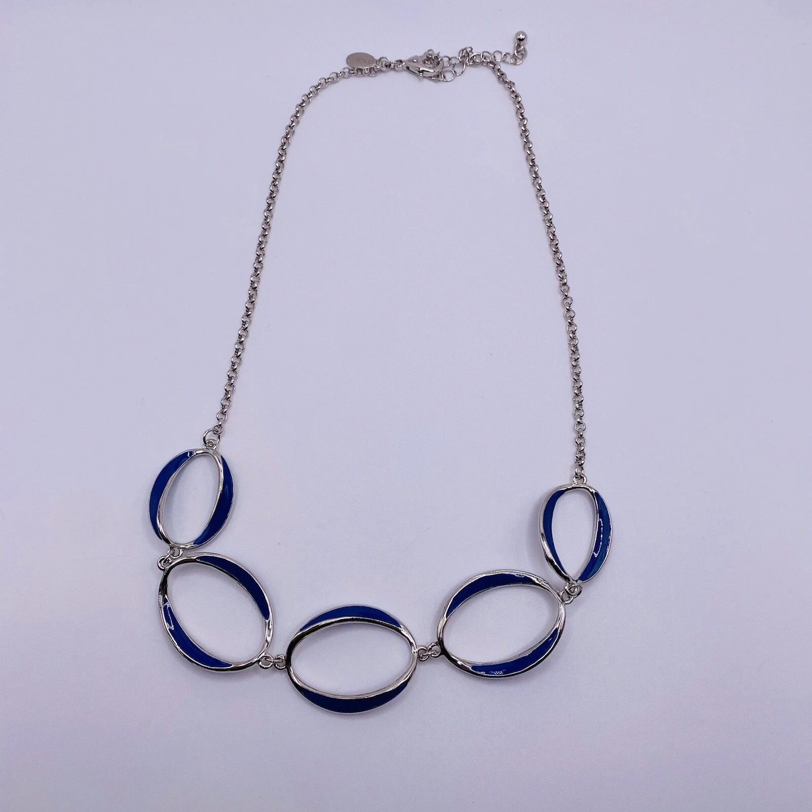 VETEMENTS Collana catena metallo smaltato tono argento blu Chico’s 18” nuova