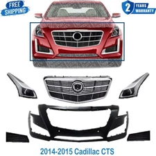 Front Bumper Cover Primed & Grille Assembly Kit For 2014-2015 Cadillac CTS