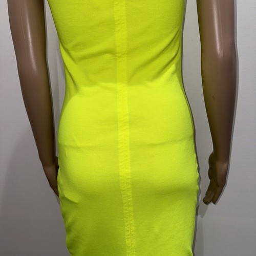 Zara Neon Yellow Midi Dress Sleeveless Stretch Bodycon Sz Medium Womens - Picture 8 of 16