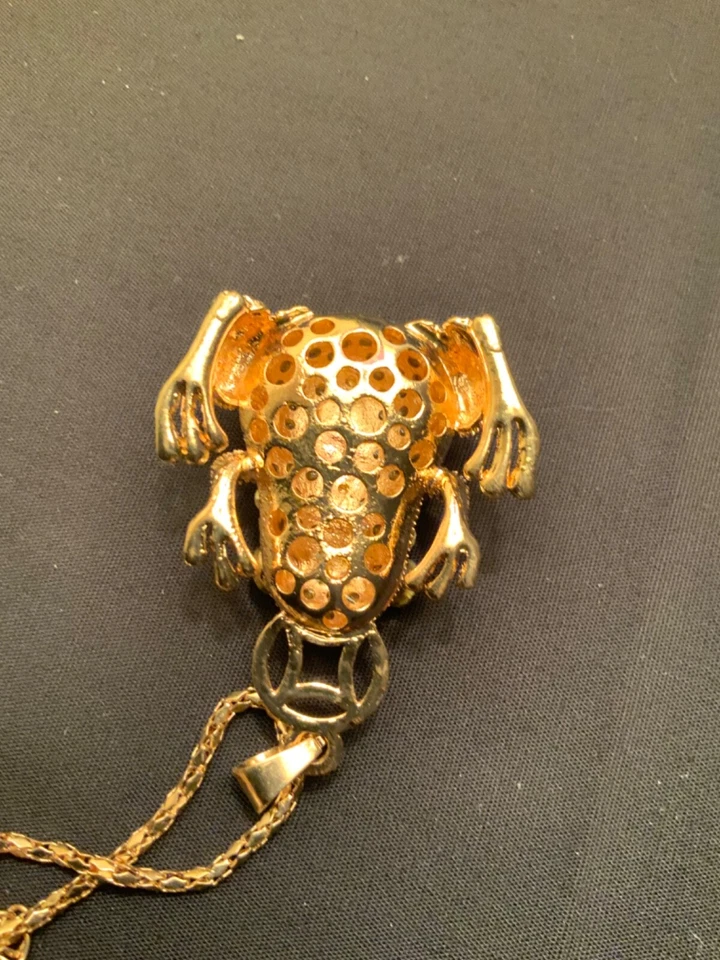 Colgante rana cristal dorado/azul Betsey Johnson Foto 4 de 4