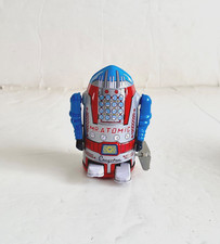 Vintage 2009 Tin Metal Robot Toy Decor Wind Up Collectible Mr Atomic Retro NOS
