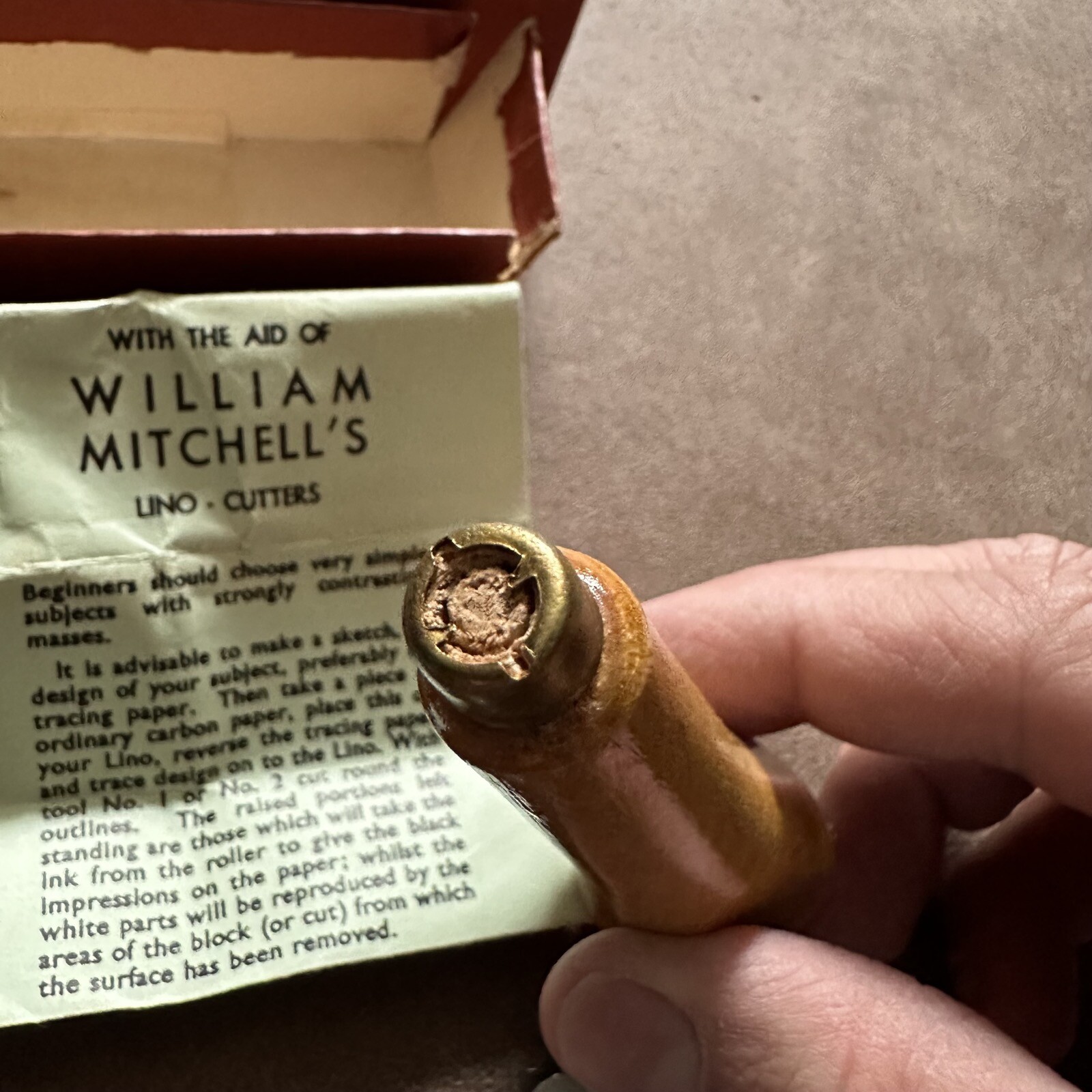 VINTAGE BOXED SET WILLIAM MITCHELL BIRMINGHAM No.454 LINO CUTTERS w