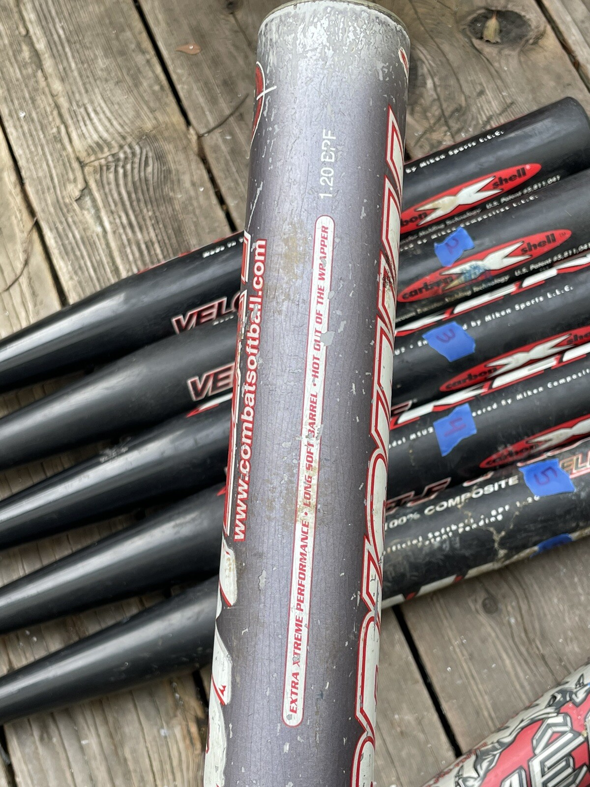 DAMAGED LOT OF 7 SENIOR SOFTBALL BATS 34" MIKEN REEBOK MELEE COMBAT DA