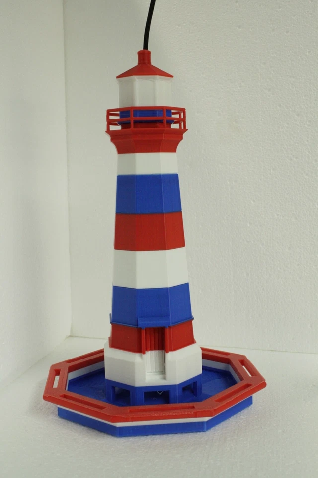 Blue, White, and Red Octagon Lighthouse BirdFeeder: Patriotic Colors! - Image 2 of 4