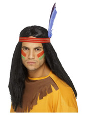 Native American Inspired Brave Wig Cowboy Indians Fancy Dress Wig Adults