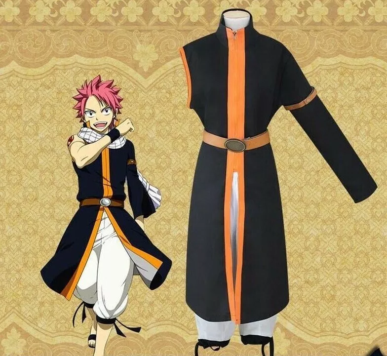 Fairy Tail Natsu Dragneel Cosplay Costume Black And White Suit