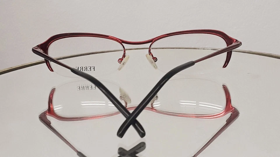 Vintage Gianfranco FERRE GF 22403 Vermelho Metal 52-17 Itália NOVO RETRÔ semirrim - Imagem 4 de 4