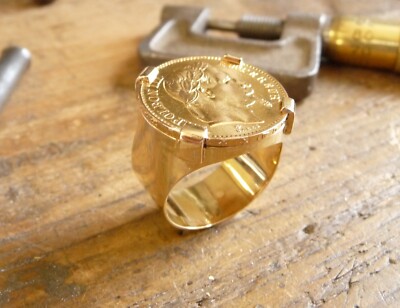 Chevalière or carats ronde douillée griffés pièce or 20 Francs Napoléon  III