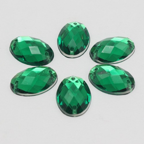 100 Clear Flatback Acrylic Oval Sewing Rhinestone Button 13X18mm Sew on beads - Picture 4 of 5