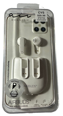 Airbuds Air Wireless Earbuds White New Magnetic Charging Case