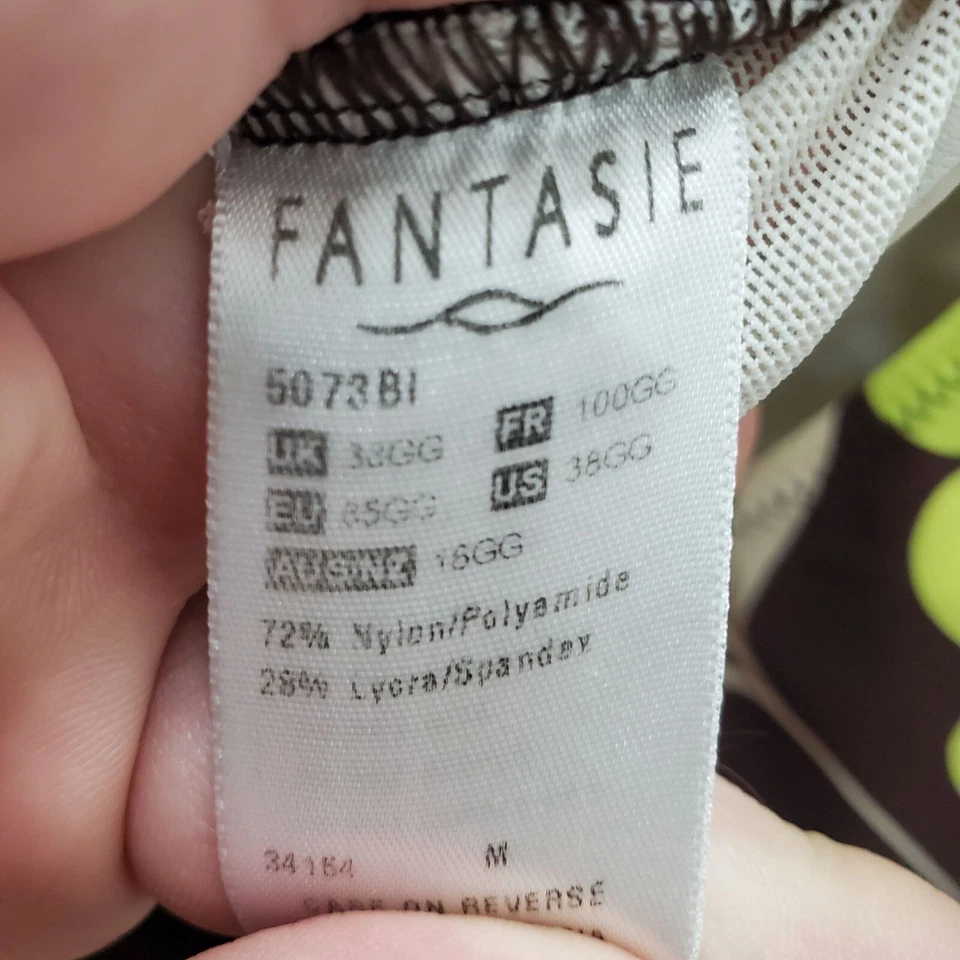 Traje de baño Fantasie vintage para mujer marrón lima estampado ceñido lateral talla grande EE. UU. 38GG Foto 3 de 4