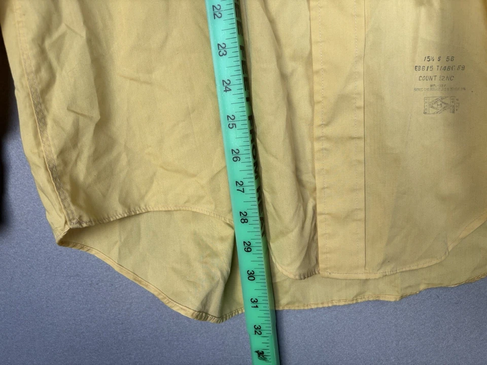 Camisa de vestir vintage Travelon By Enro para hombre 15,5 algodón amarillo hecha en Unión 3880 Foto 4 de 4