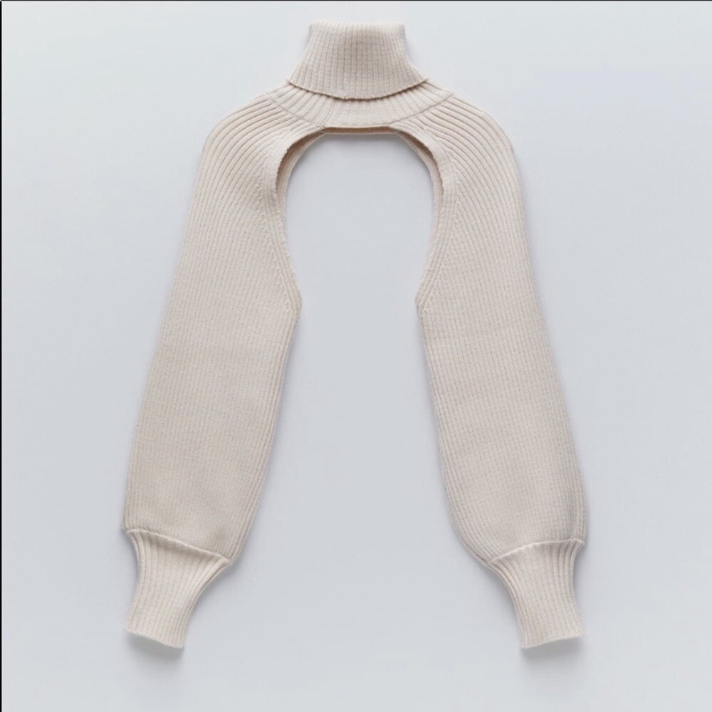 ZARA Women's ECRU KNIT ARM WARMER SWEATER SIZE Medium Bloggers Fave | eBay