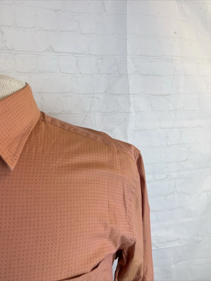 Camisa de vestir de algodón a lunares naranja para hombre Zanella TALLA L $158 Foto 2 de 4