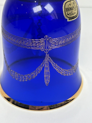 Pegatina de colección CHECOSLOVAQUIA BOHEMIA AZUL COBALTO Y HOJA DORADA CRISTAL CAMPANA 7 - Imagen 4 de 9