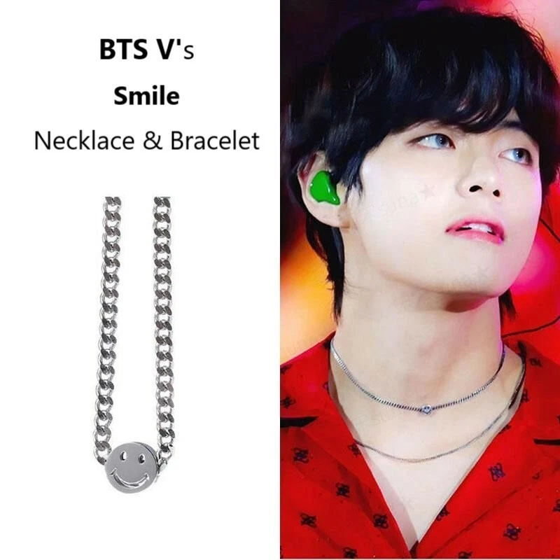 KPop Idol BTS V Taehyung Sterling Silver SMILE Necklace Bracelet Bangtan boys