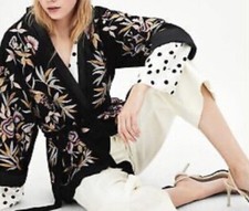 ✫lovely *zara* Oversized Black Floral Birds Butterfly Embroidered Kimono Xl✩