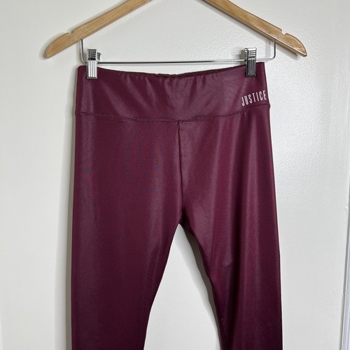 Justice Active High Waist Leggings Girls 18/20 Maroon Burgundy Activewear - Picture 2 of 7
