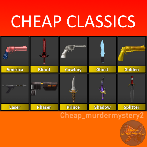 Roblox Murder Mystery 2 MM2 Super Rare Classiques/Vintages *LIVRAISON RAPIDE* - Photo 1 sur 13