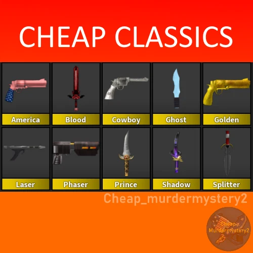 Roblox Murder Mystery 2 MM2 Super Rare ClassicsVintages FAST DELIVERY