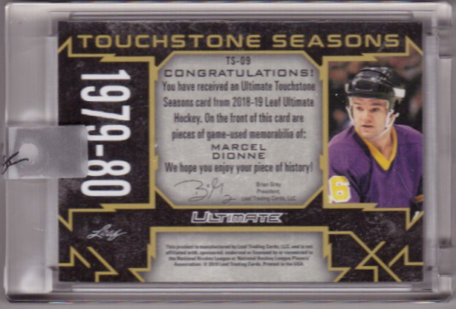 MARCEL DIONNE 18/19 Leaf Ultimate Touchstone Seasons Patch Stick Jersey #'d 4/12 - Picture 2 of 2