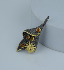 Natural Citrine Gemstone 925 Sterling Silver SPIDER Pendant Oxidized Jewelry NEW