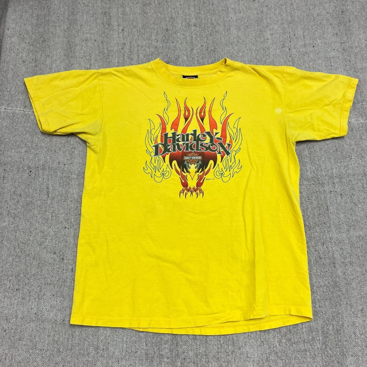 Vintage Harley Davidson Shirt Mens XL Yellow 2000s Flame