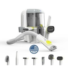 Pet Grooming Vacuum Kit Dogs  Cats 6 SUCTION LEVELS, Large Bin, 7 Tools, HEPA