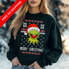 Festive Kermit Xmas Sweatshirt, Funny Xmas Sweater, All sizes, Free Shipping 