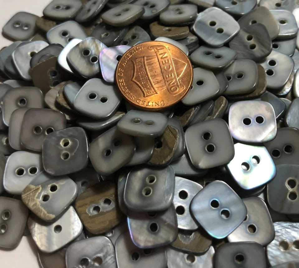 8 PC ONLY Square Iridescent Gray MOP Shell Buttons 10.5mm Almost 7/16" 11679 - Image 4 of 4