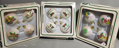 3 boxes Vintage Trim A Home Unbreakable Balls Sparkly Christmas Tree Ornaments 
