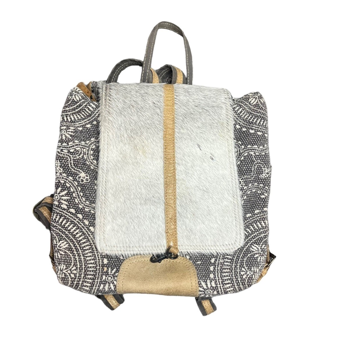 Myra Bag Handmade Backpack Upcycled Canvas & Cowhide Leather Myra Bag Handmade Oriental Backpack Upcycled | Mercari main image 4