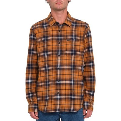 VOLCOM CADEN PLAID LS SHIRT CHESTNUT BROWN