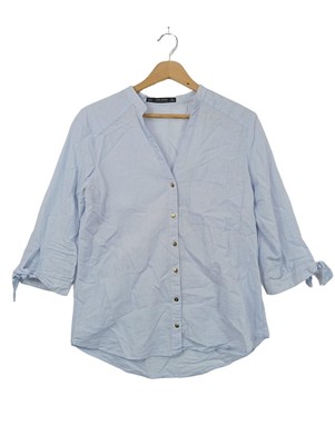 ZARA BASIC Hemd-Bluse Damen Bluse Gr. DE 36 blau Casual-Look