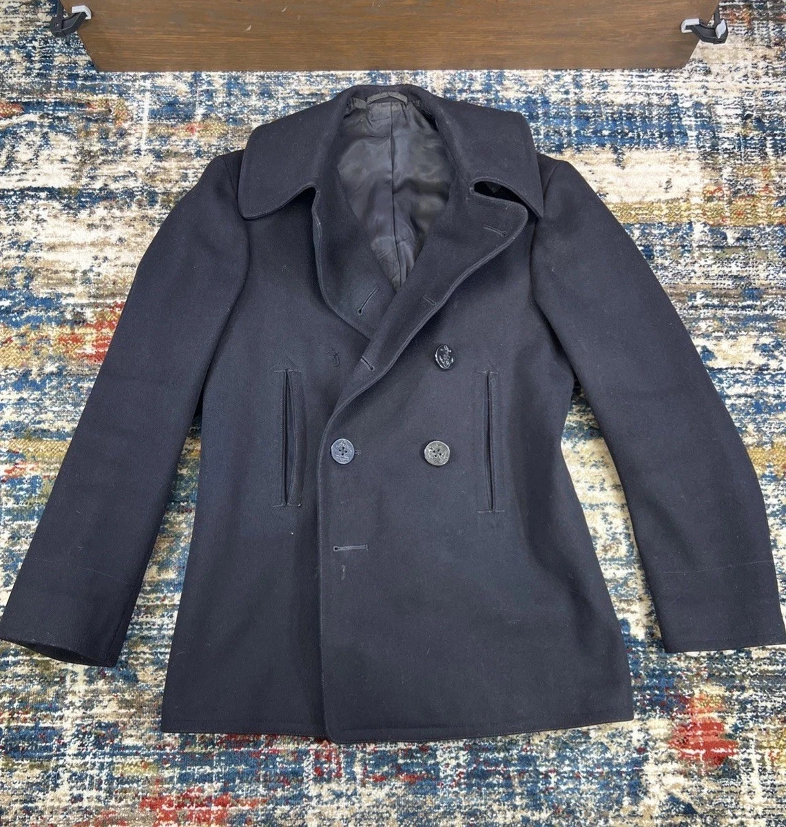 Vintage Navy Pea Coat In Vintage Outerwear Coats & Jackets For Men