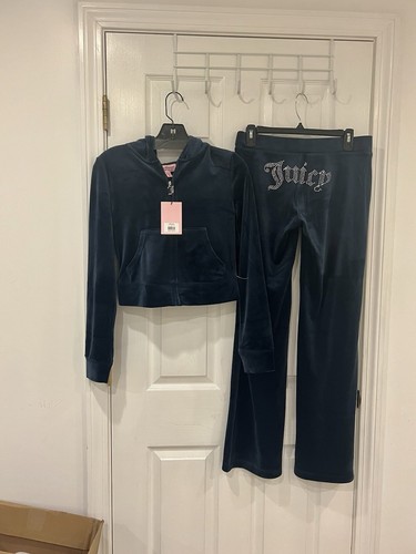 NEU! JUICY COUTURE Velour Bling Trainingsanzug Set Regal Blau Navy Größe M - Bild 9 von 9